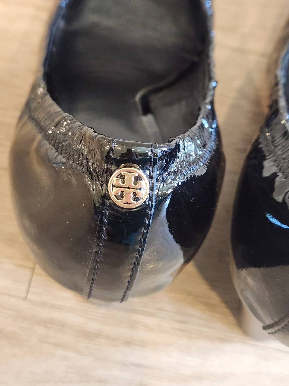 EUC Tory Burch Eddie Black Patent Leather Round Toe Ballet Wedge 7.5 Balletcore